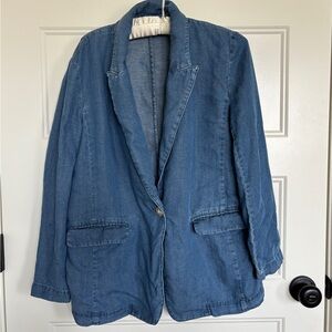 LOFT Blue Denim Blazer Size Small